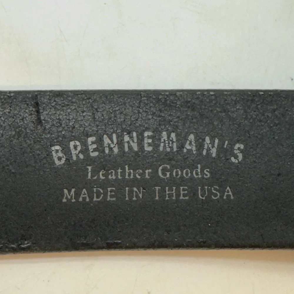 Brenneman's Leather Goods USA 570 Belt Men's size 40 Black Silver Roller Buckle